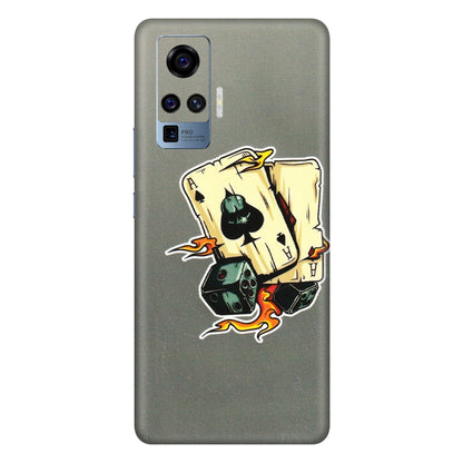 VIVO Z/V/X/T/U/S Series Phone Skins (All Models) - Grey Cards Of Ace - 3D Embossed Finish (L-77) Vivo X50 Pro