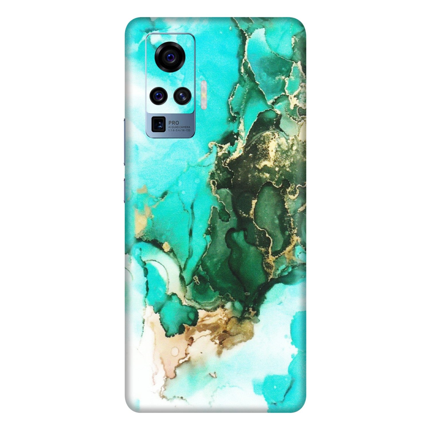 VIVO Z/V/X/T/U/S Series Phone Skins (All Models) - The Blue Gold Marble - Matte Finish (M-124) Vivo X50 Pro