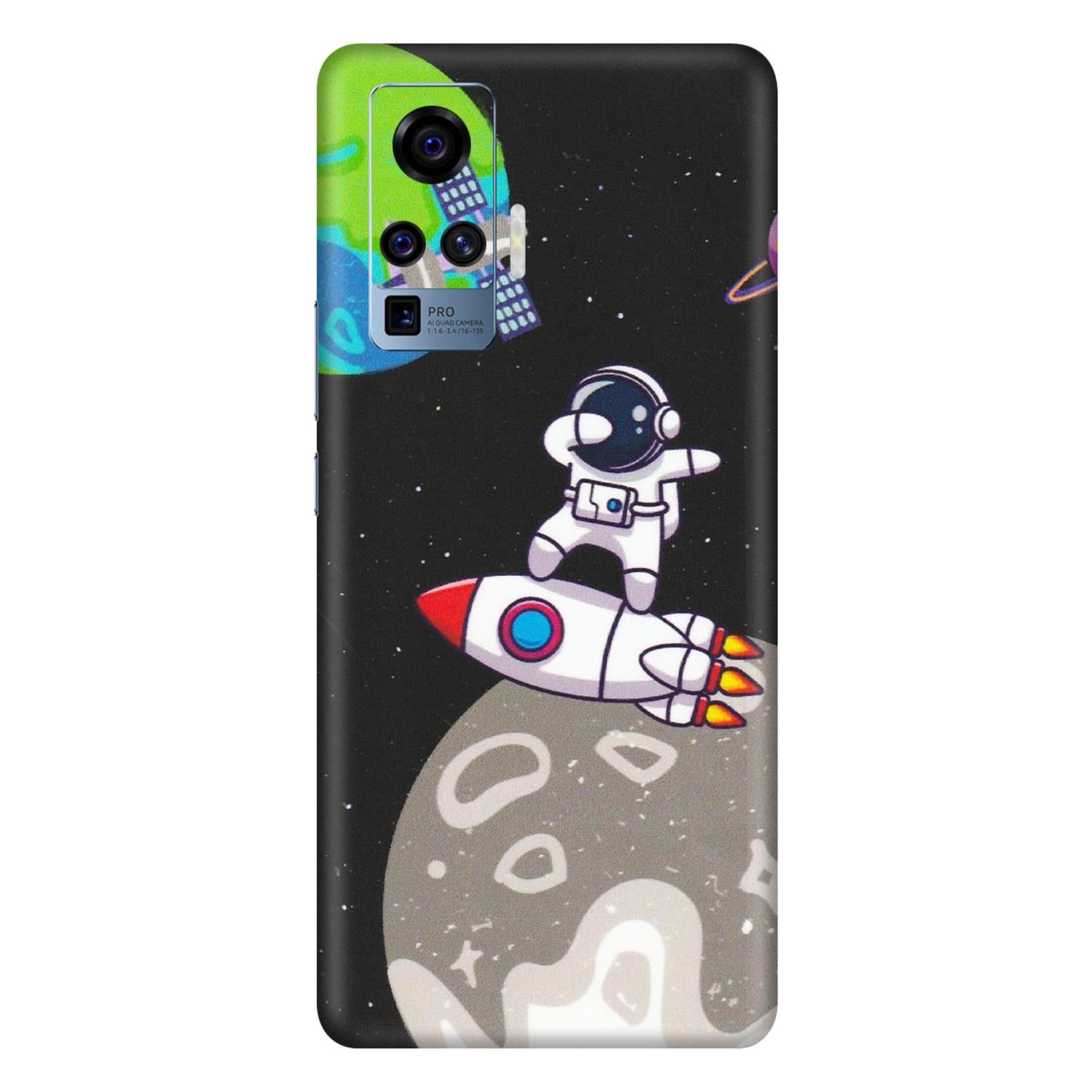 VIVO Z/V/X/T/U/S Series Phone Skins (All Models) - Astronaut Vibing Toon Running - Matte Finish (M-39) Vivo X50 Pro