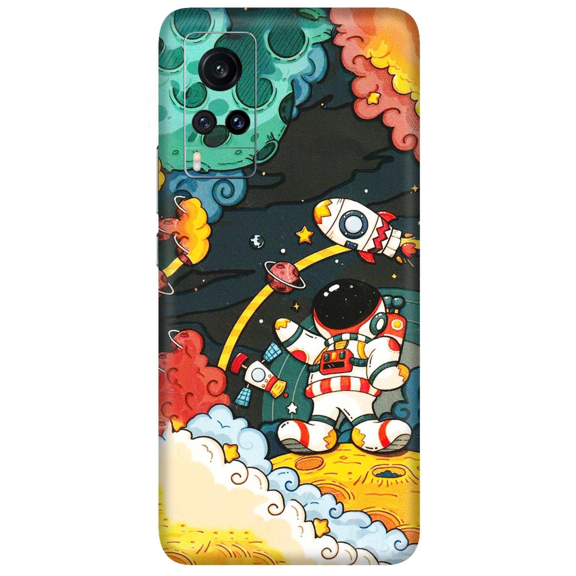 VIVO Z/V/X/T/U/S Series Phone Skins (All Models) - Astronauts & Spaceship - 3D Embossed Finish (L-145) Vivo X60