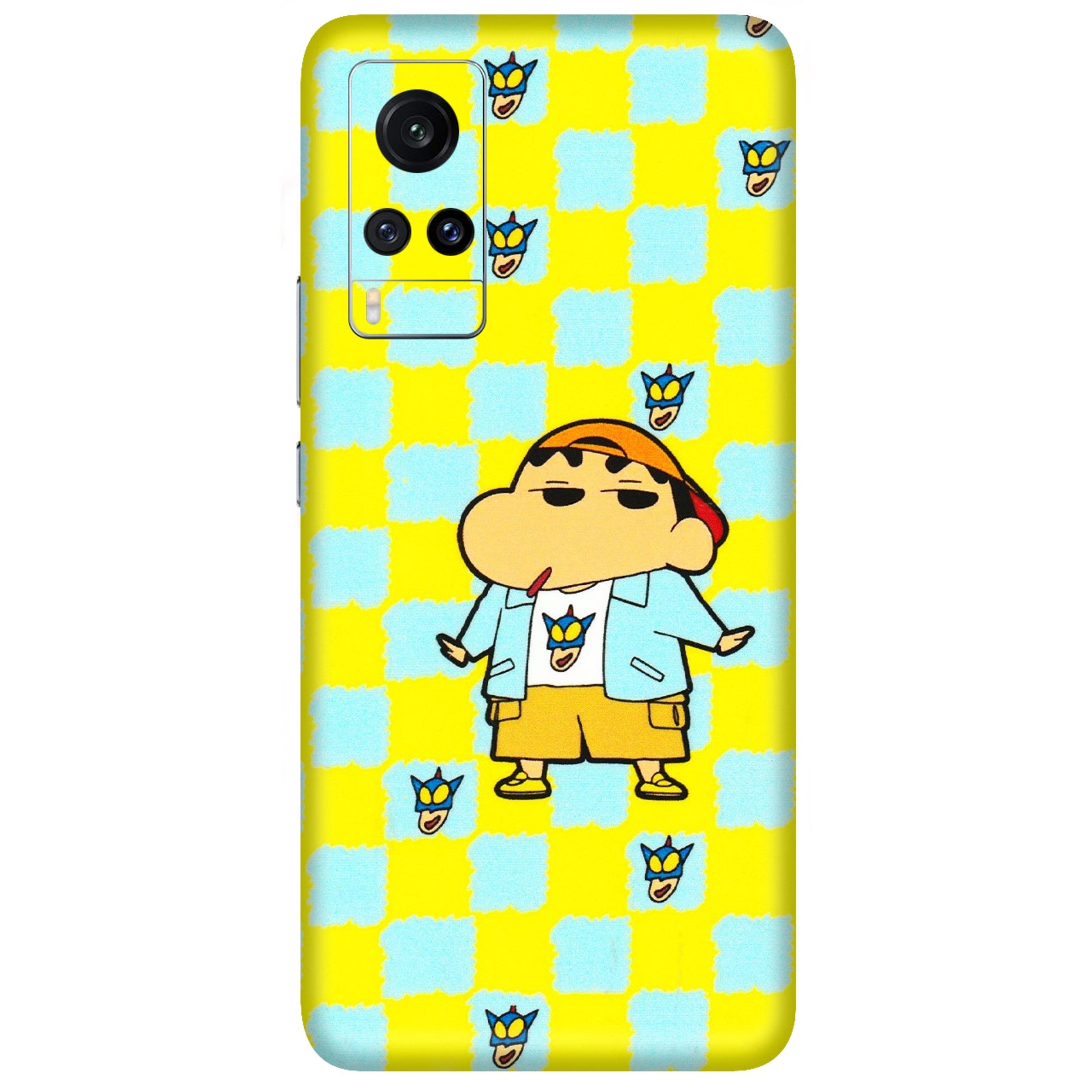VIVO Z/V/X/T/U/S Series Phone Skins (All Models) - Yellow Blue Shinchan Cute - 3D Embossed Finish (L-221) Vivo X60