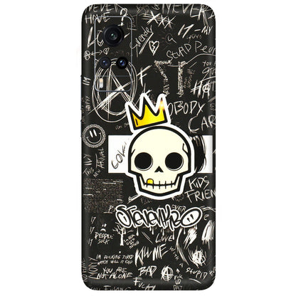 VIVO Z/V/X/T/U/S Series Phone Skins (All Models) - Funny Skull Black Chalk Grafitti - 3D Embossed Finish (L-22) Vivo X60