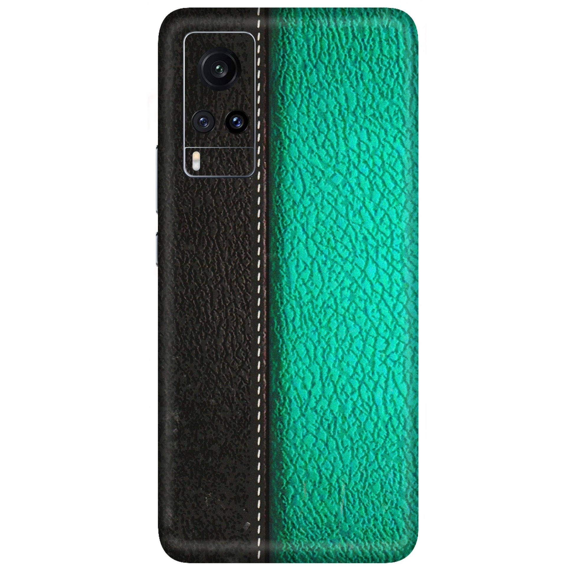 VIVO Z/V/X/T/U/S Series Phone Skins (All Models) - Black Green Dual Leather Stich - 3D Embossed Finish (L-233) Vivo X60