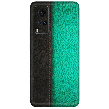 VIVO Z/V/X/T/U/S Series Phone Skins (All Models) - Black Green Dual Leather Stich - 3D Embossed Finish (L-233) Vivo X60