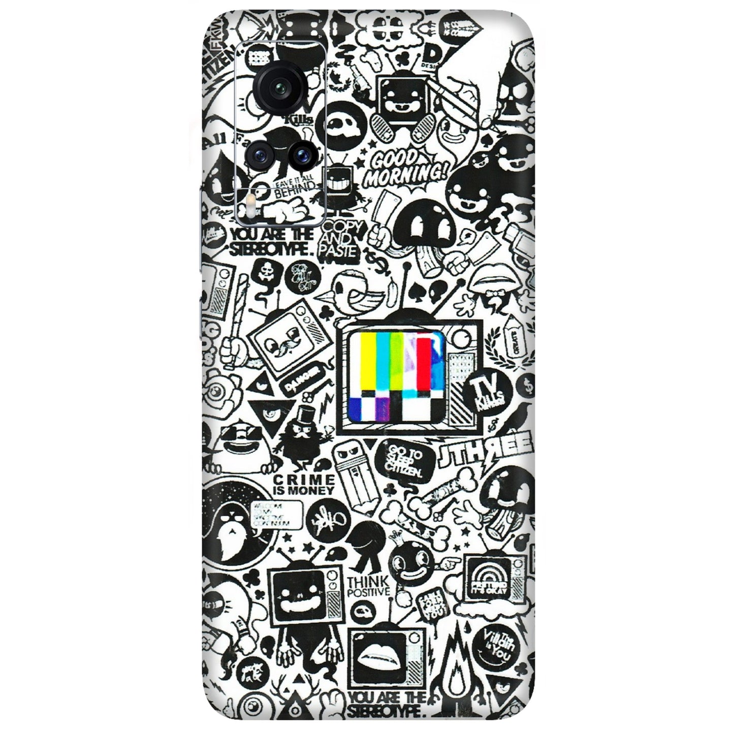 VIVO Z/V/X/T/U/S Series Phone Skins (All Models) - Doodles Positive Art - 3D Embossed Finish (L-263) Vivo X60