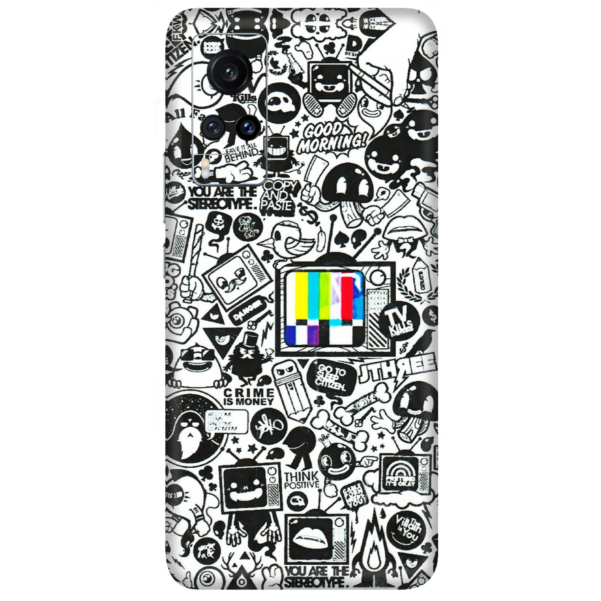 VIVO Z/V/X/T/U/S Series Phone Skins (All Models) - Doodles Positive Art - 3D Embossed Finish (L-263) Vivo X60