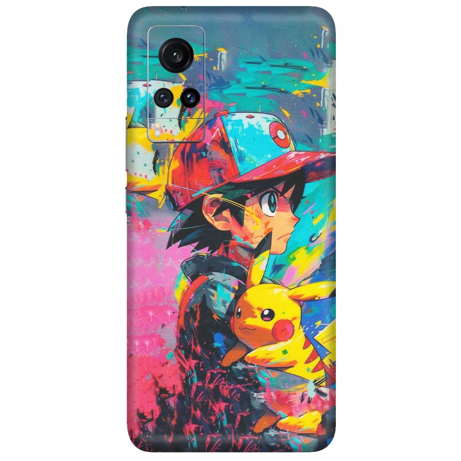 VIVO Z/V/X/T/U/S Series Phone Skins (All Models) - Ash & Pikachu - Matte Finish (M-26) Vivo X60