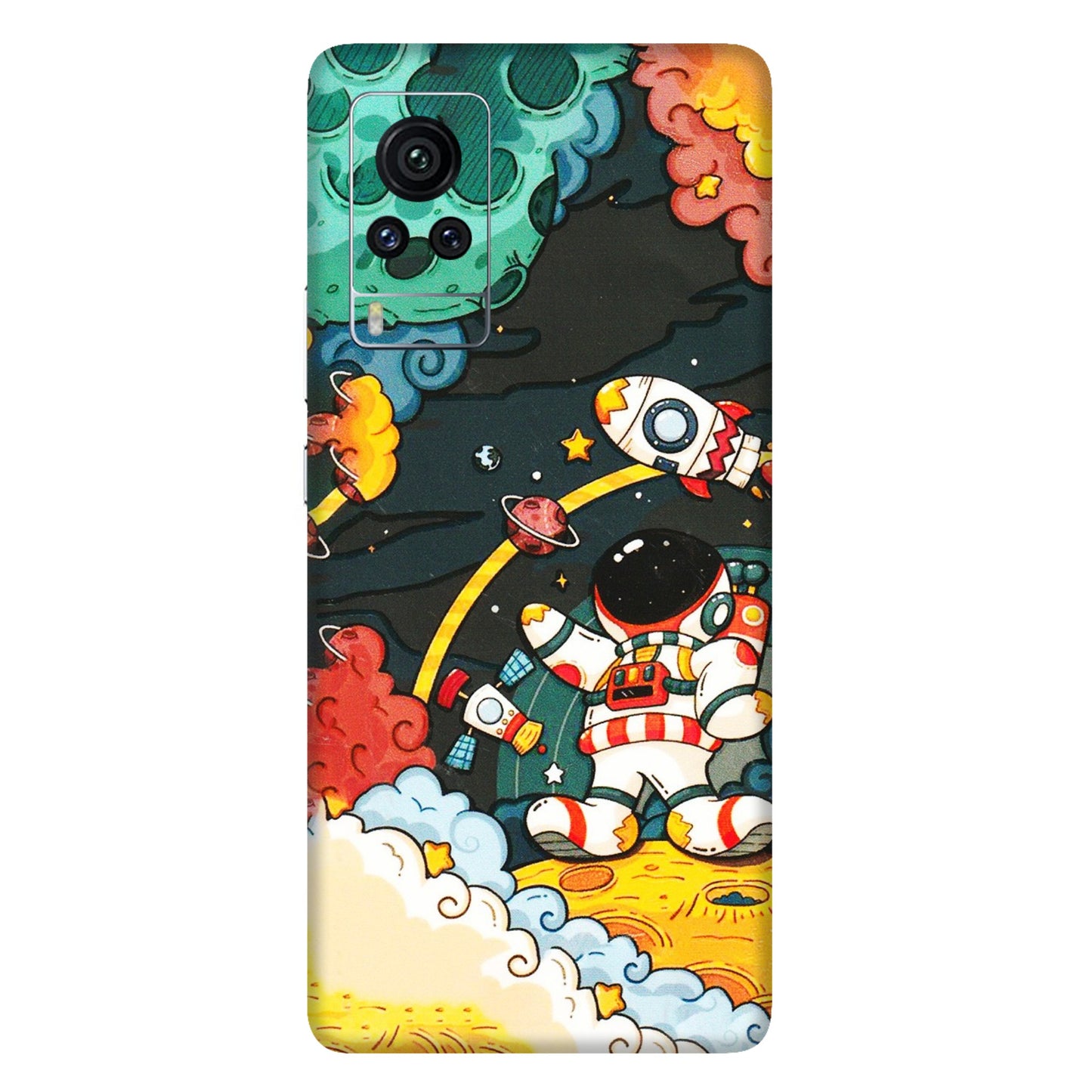 VIVO Z/V/X/T/U/S Series Phone Skins (All Models) - Astronauts & Spaceship - 3D Embossed Finish (L-145) Vivo X60 Pro