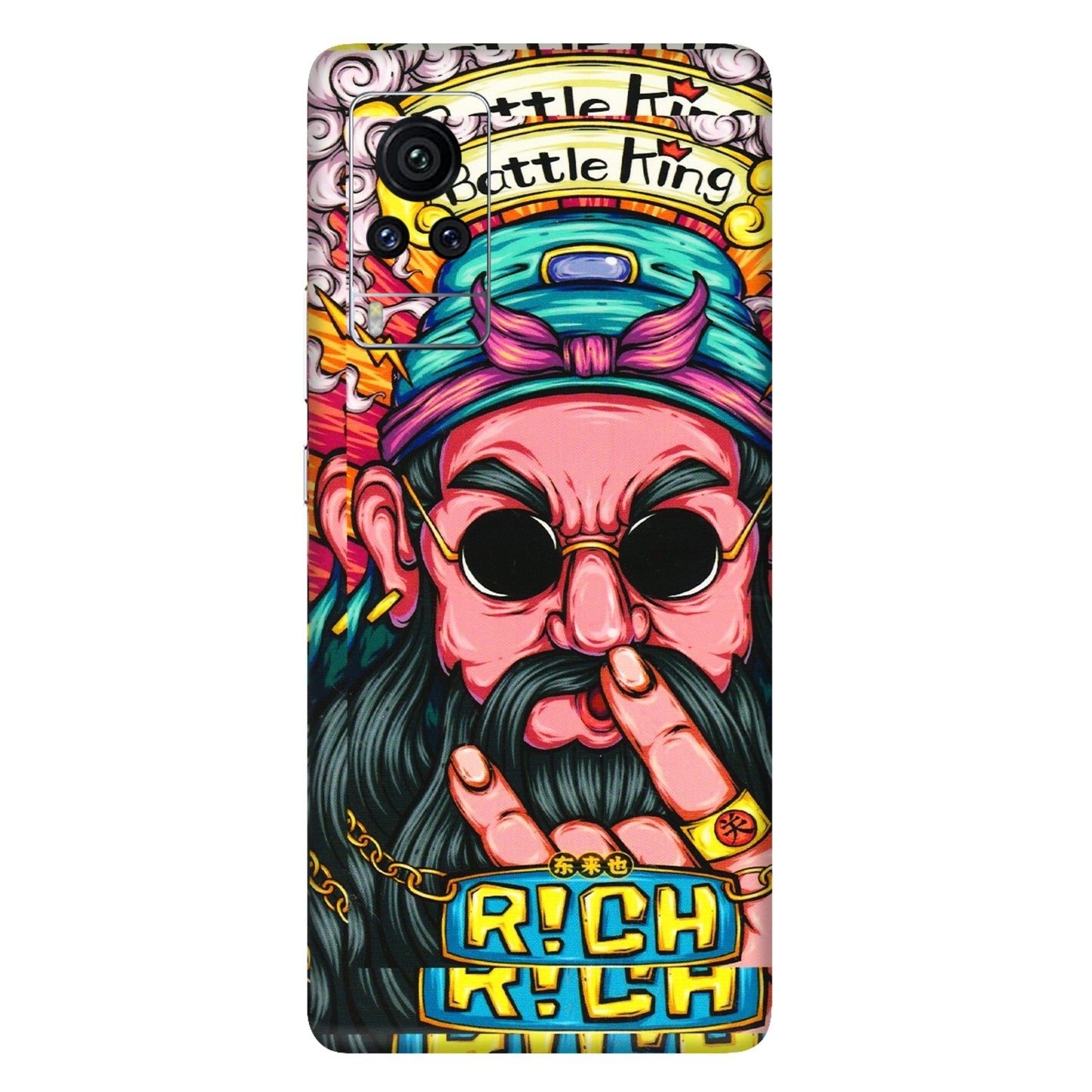 VIVO Z/V/X/T/U/S Series Phone Skins (All Models) - Battle King Dude Face - 3D Embossed Finish (L-178) Vivo X60 Pro