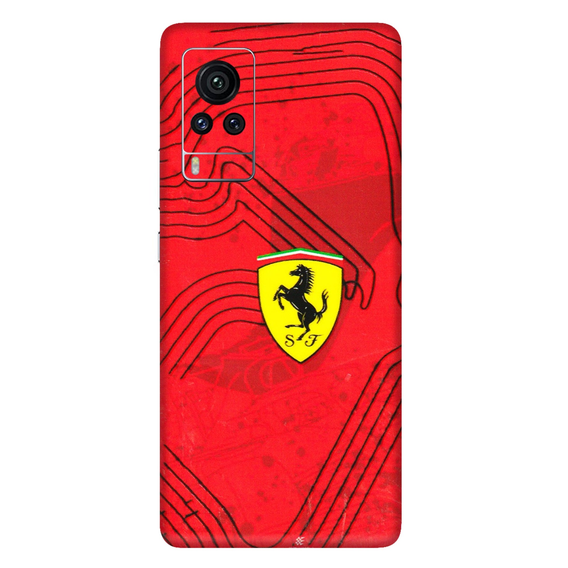 VIVO Z/V/X/T/U/S Series Phone Skins (All Models) - Red Ferrari Logo Stylish - 3D Embossed Finish (L-238) Vivo X60 Pro