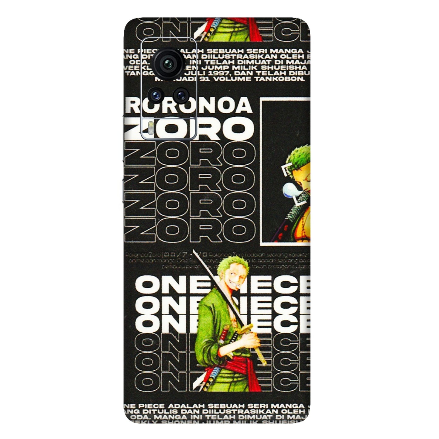 VIVO Z/V/X/T/U/S Series Phone Skins (All Models) - One Piece Zoro - 3D Embossed Finish (L-250) Vivo X60 Pro