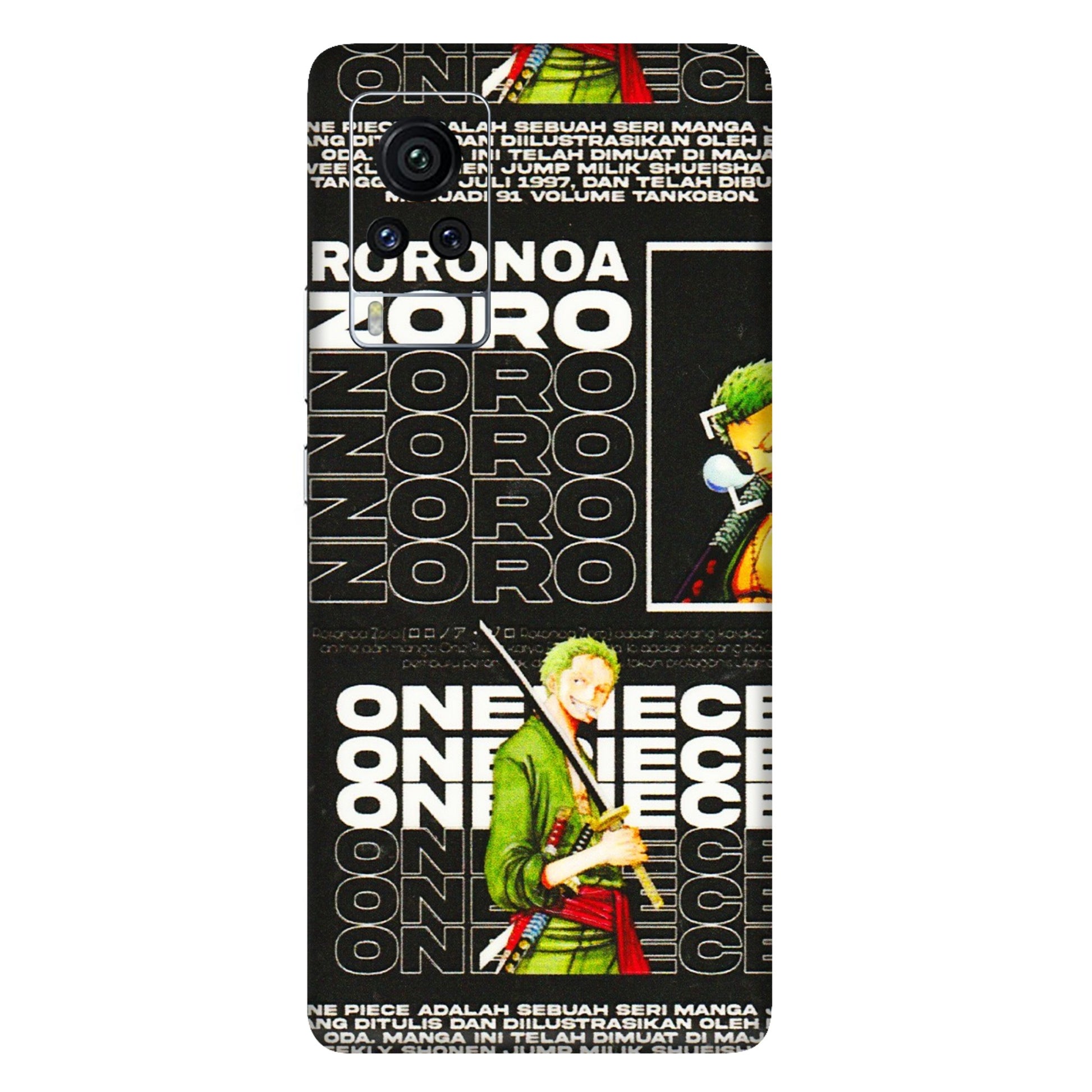 VIVO Z/V/X/T/U/S Series Phone Skins (All Models) - One Piece Zoro - 3D Embossed Finish (L-250) Vivo X60 Pro