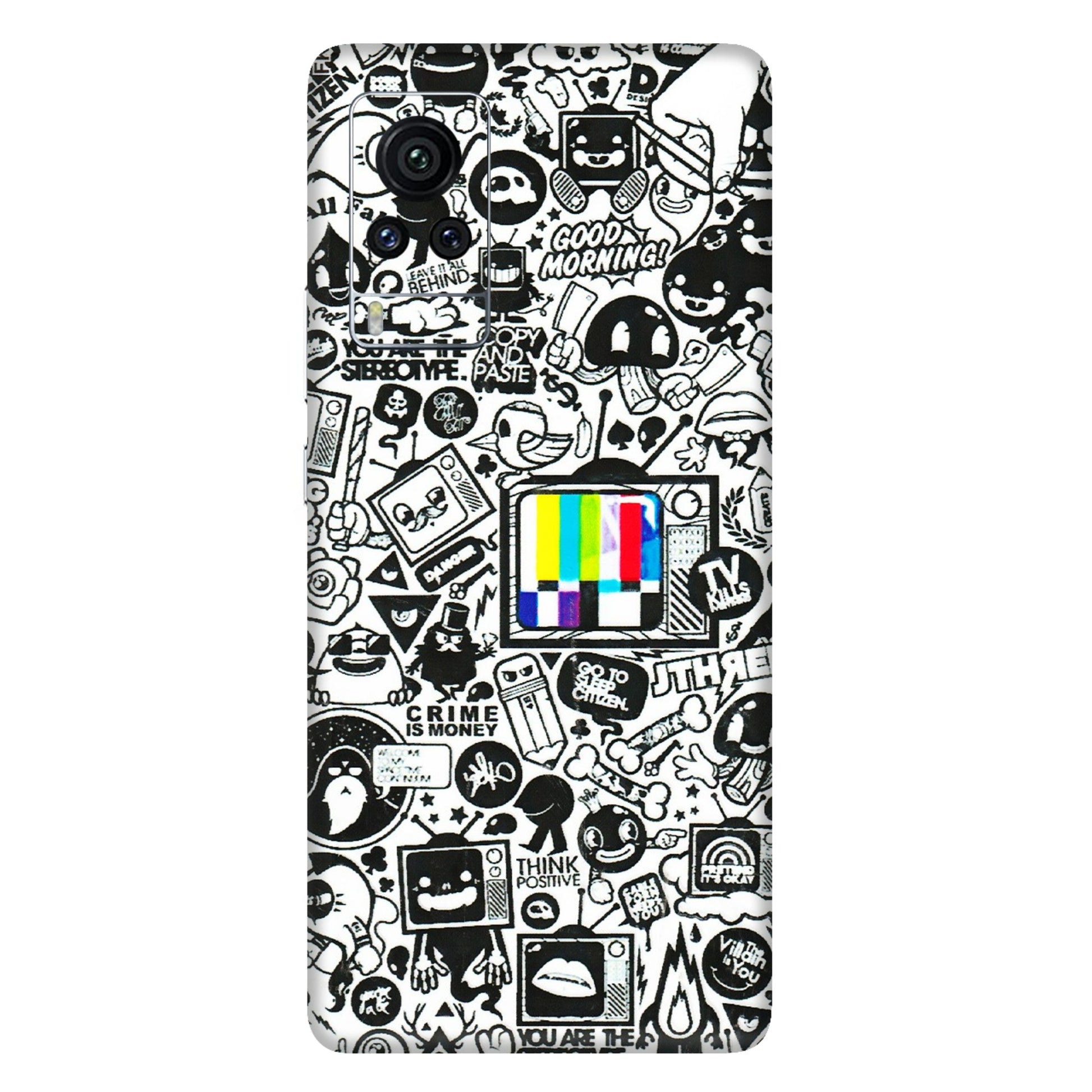 VIVO Z/V/X/T/U/S Series Phone Skins (All Models) - Doodles Positive Art - 3D Embossed Finish (L-263) Vivo X60 Pro