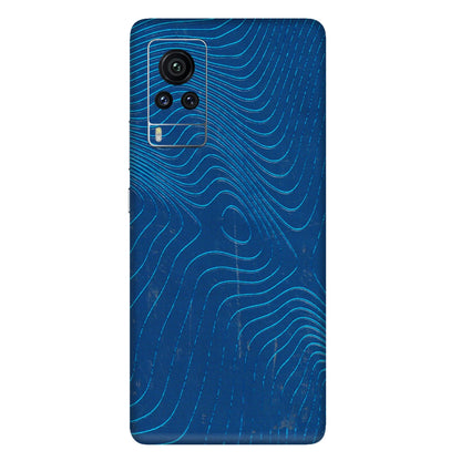 VIVO Z/V/X/T/U/S Series Phone Skins (All Models) - Abstract Blue Line Map - 3D Embossed Finish (L-272) Vivo X60 Pro