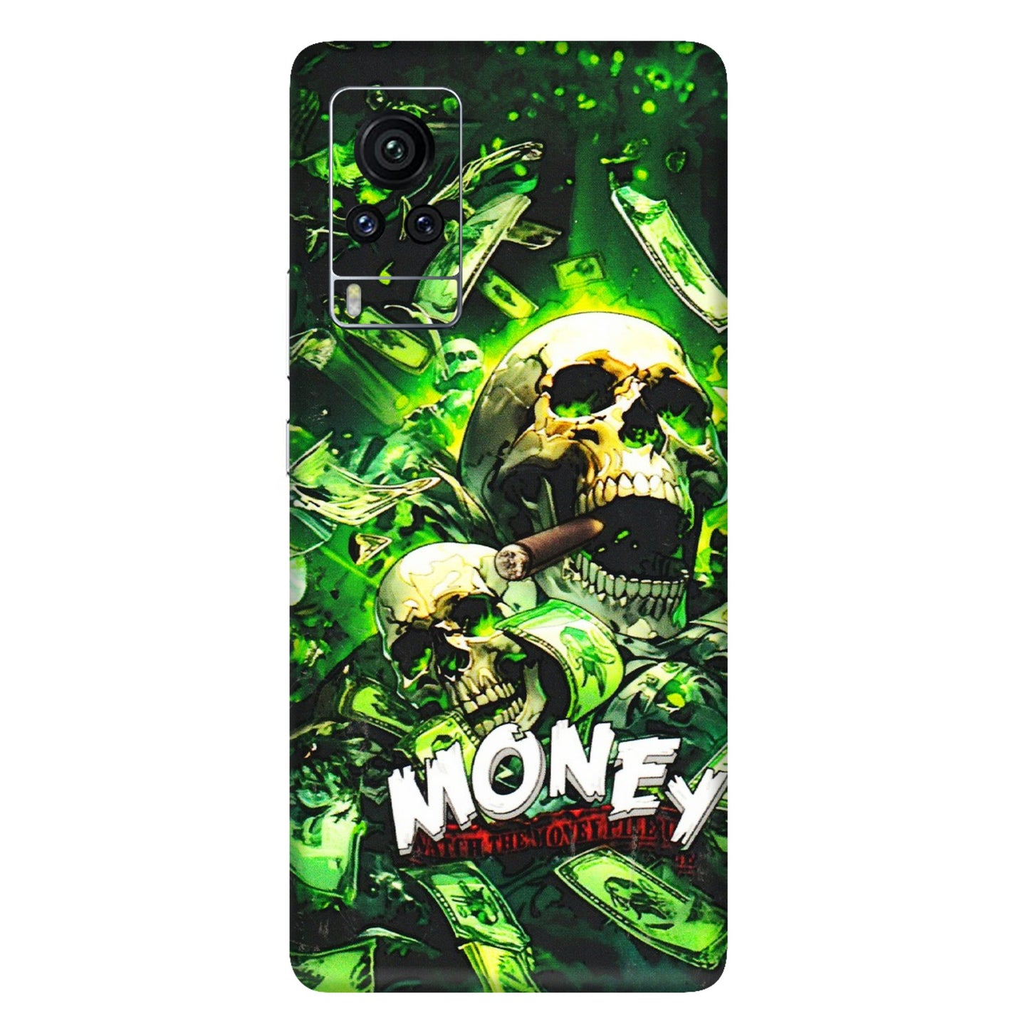 VIVO Z/V/X/T/U/S Series Phone Skins (All Models) - Skull Money - 3D Embossed Finish (L-303) Vivo X60 Pro