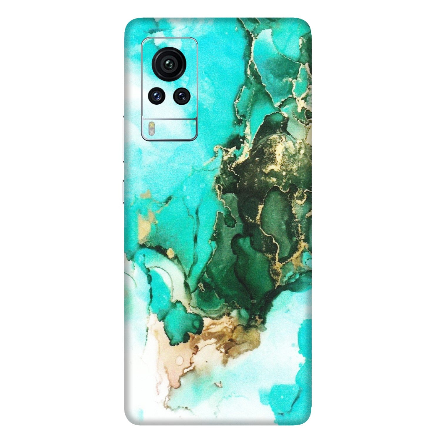 VIVO Z/V/X/T/U/S Series Phone Skins (All Models) - The Blue Gold Marble - Matte Finish (M-124) Vivo X60 Pro
