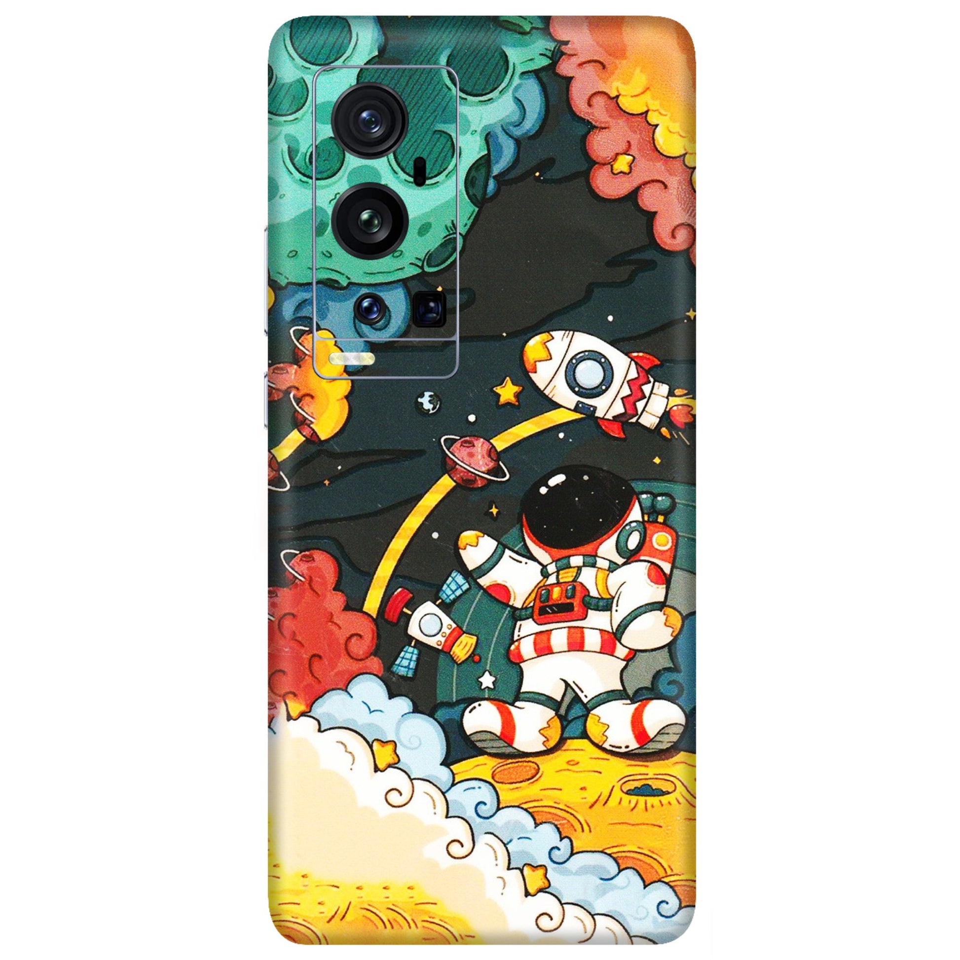 VIVO Z/V/X/T/U/S Series Phone Skins (All Models) - Astronauts & Spaceship - 3D Embossed Finish (L-145) Vivo X60 Pro Plus