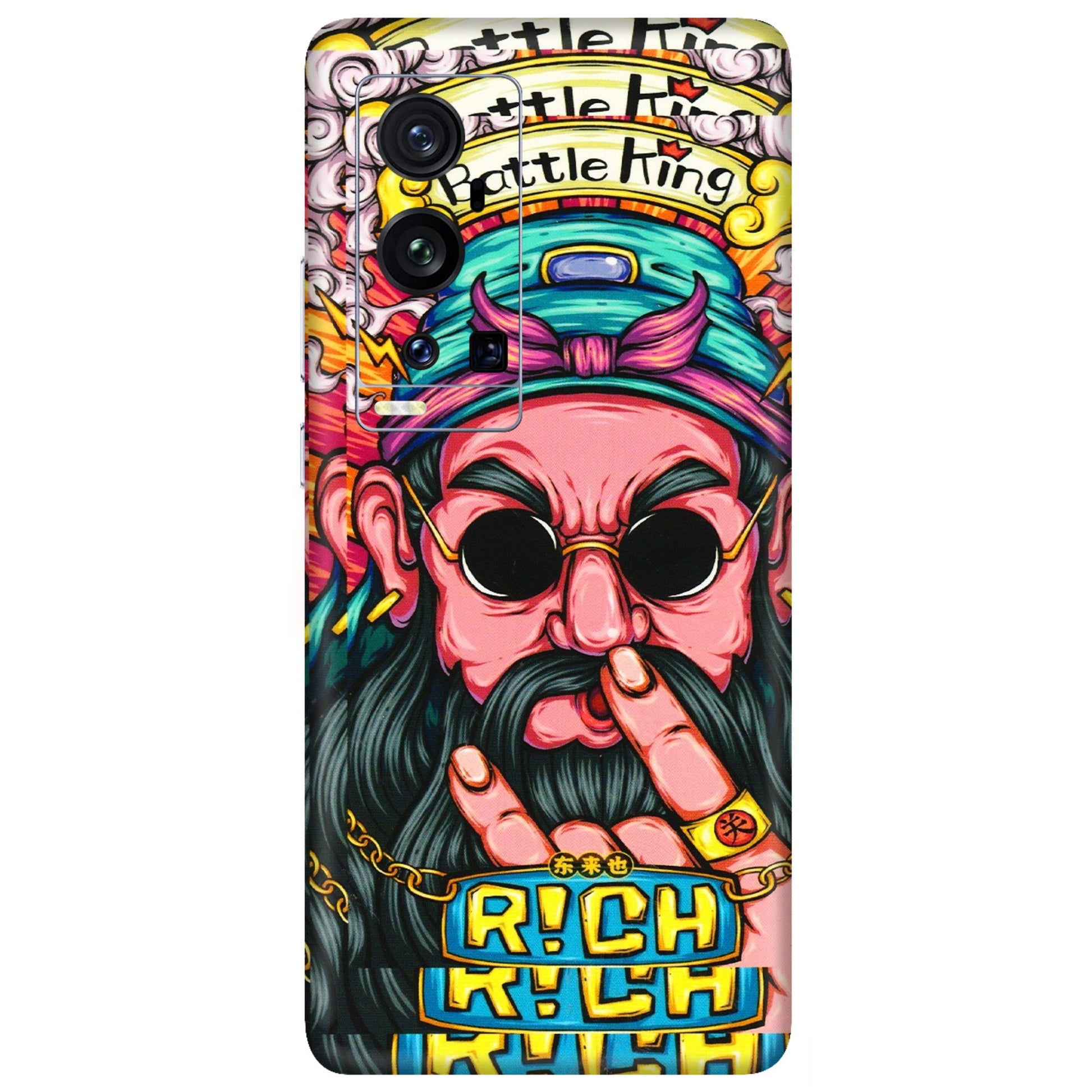 VIVO Z/V/X/T/U/S Series Phone Skins (All Models) - Battle King Dude Face - 3D Embossed Finish (L-178) Vivo X60 Pro Plus
