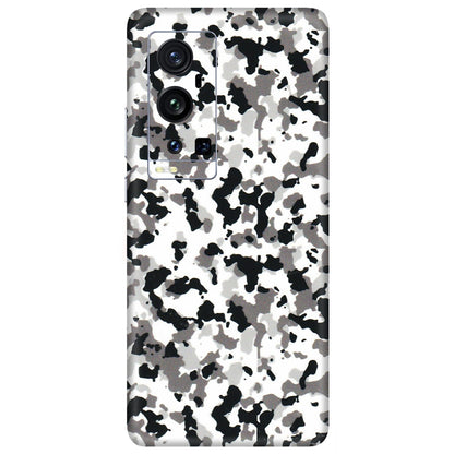 VIVO Z/V/X/T/U/S Series Phone Skins (All Models) - White Black Camouflage - 3D Embossed Finish (L-18) Vivo X60 Pro Plus
