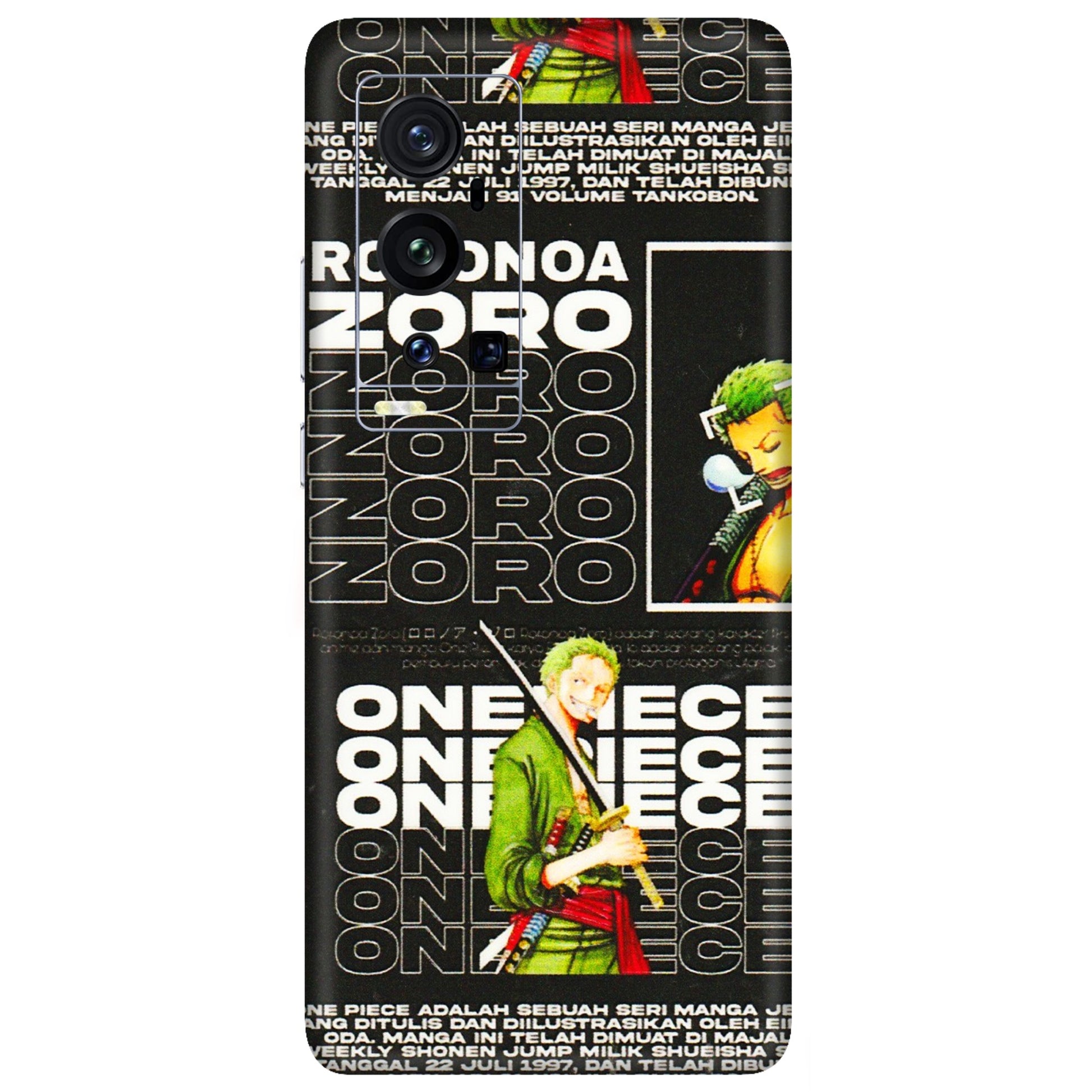 VIVO Z/V/X/T/U/S Series Phone Skins (All Models) - One Piece Zoro - 3D Embossed Finish (L-250) Vivo X60 Pro Plus