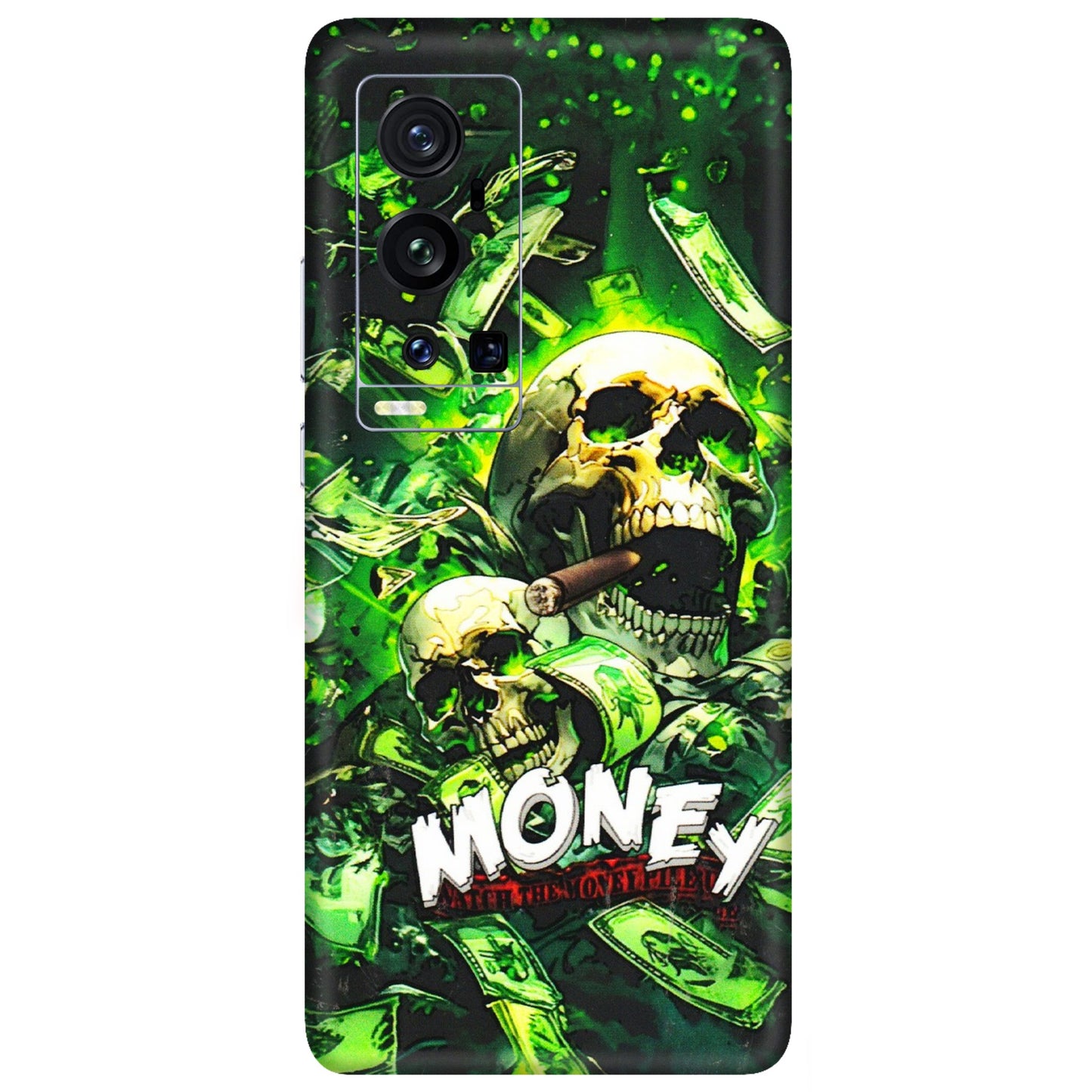 VIVO Z/V/X/T/U/S Series Phone Skins (All Models) - Skull Money - 3D Embossed Finish (L-303) Vivo X60 Pro Plus