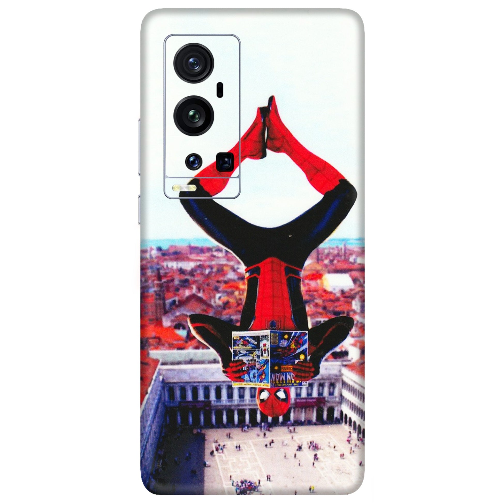 VIVO Z/V/X/T/U/S Series Phone Skins (All Models) - Spiderman Hanging - 3D Embossed Finish (L-53) Vivo X60 Pro Plus