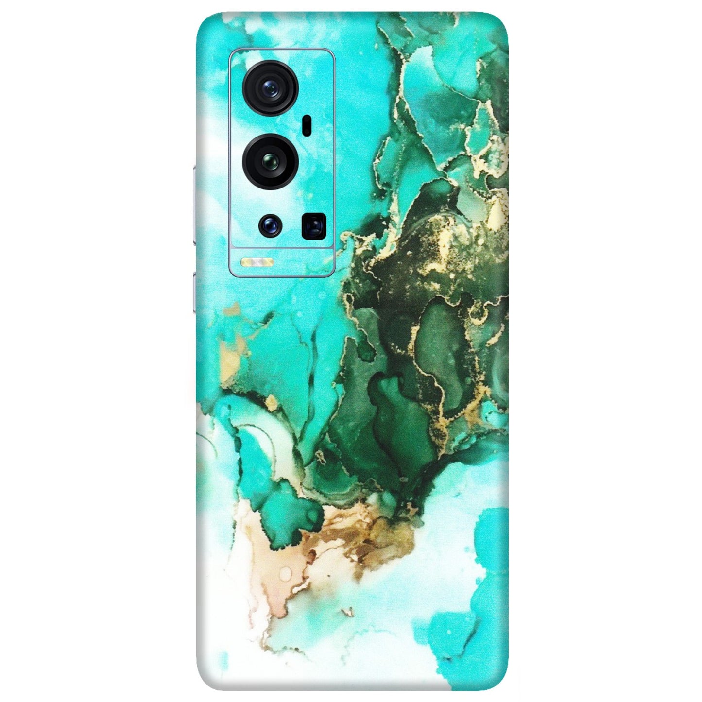VIVO Z/V/X/T/U/S Series Phone Skins (All Models) - The Blue Gold Marble - Matte Finish (M-124) Vivo X60 Pro Plus