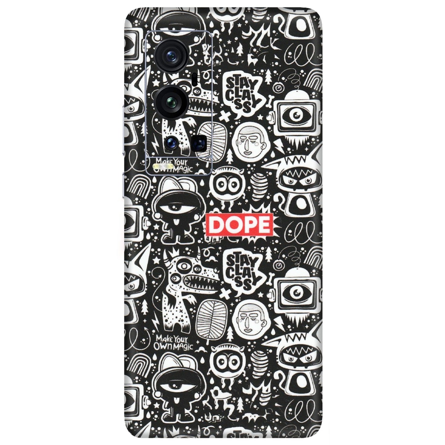 VIVO Z/V/X/T/U/S Series Phone Skins (All Models) - Dope Stay Classy Black Doodles - Matte Finish (M-126) Vivo X60 Pro Plus