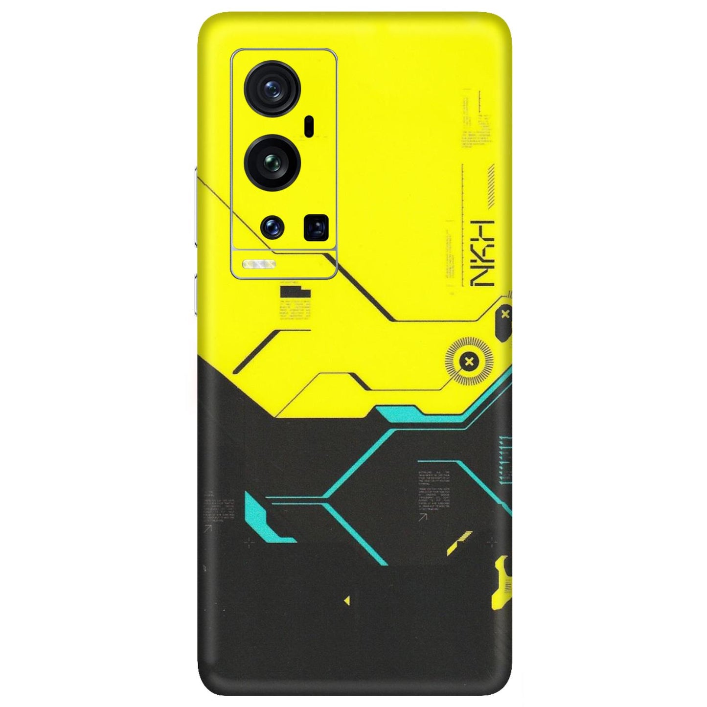 VIVO Z/V/X/T/U/S Series Phone Skins (All Models) - Black Yellow Technica - Matte Finish (M-53) Vivo X60 Pro Plus