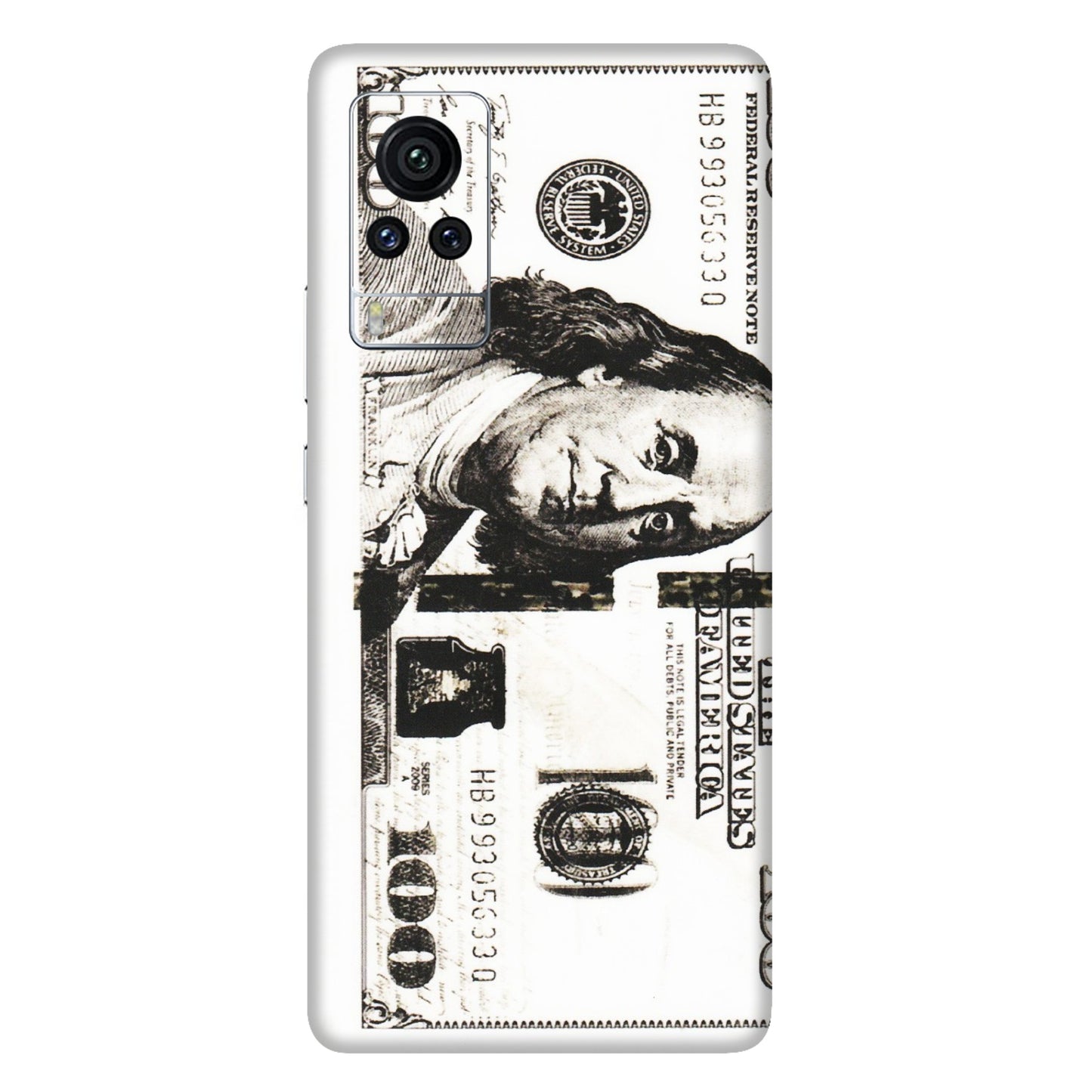 VIVO Z/V/X/T/U/S Series Phone Skins (All Models) - 100 Dollar Currency - Transparent Finish (T-01) Vivo X60 Pro
