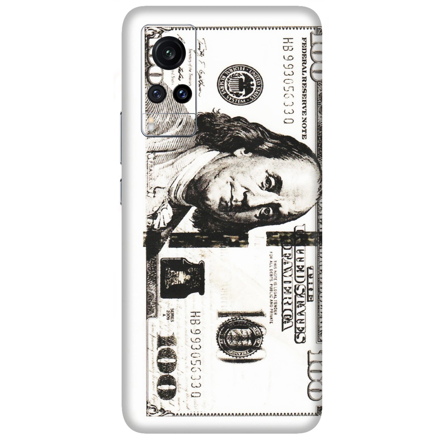 VIVO Z/V/X/T/U/S Series Phone Skins (All Models) - 100 Dollar Currency - Transparent Finish (T-01) Vivo X60