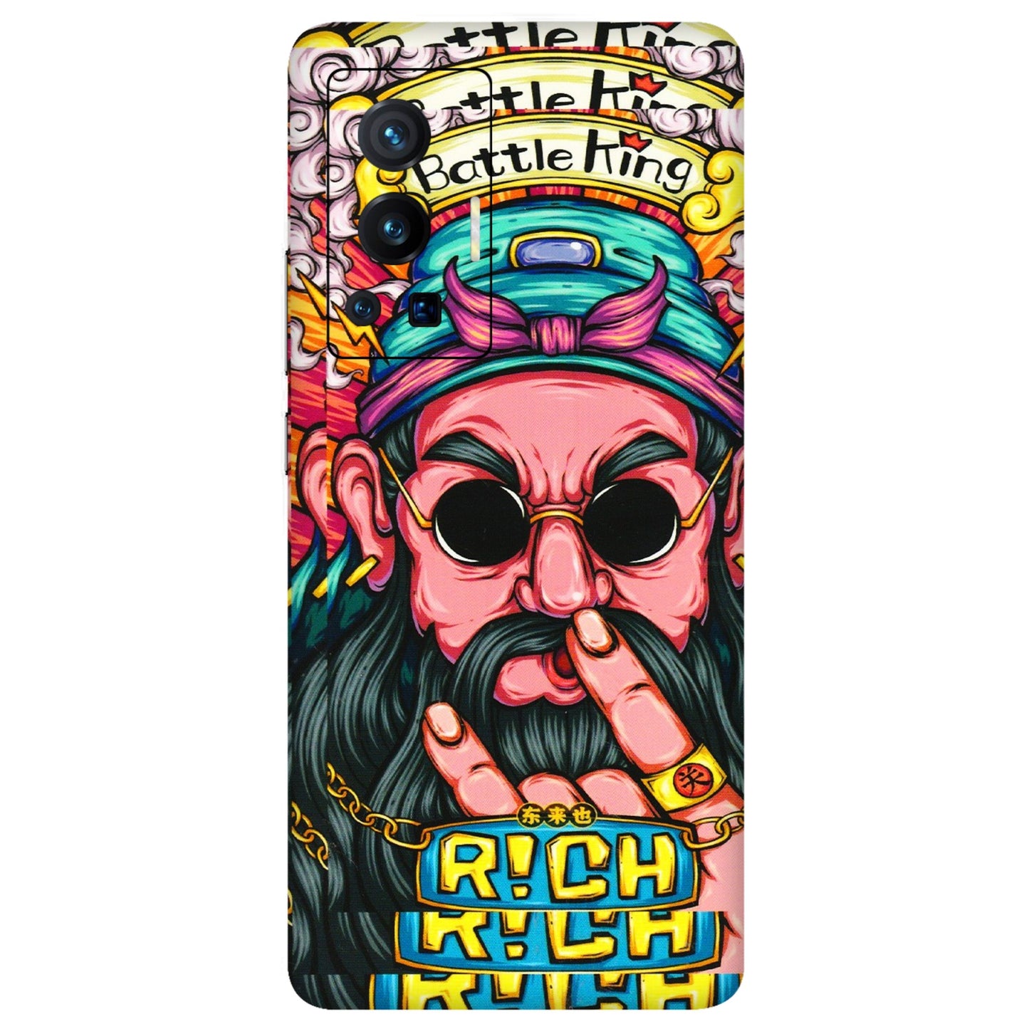 VIVO Z/V/X/T/U/S Series Phone Skins (All Models) - Battle King Dude Face - 3D Embossed Finish (L-178) Vivo X70 Pro (5G)