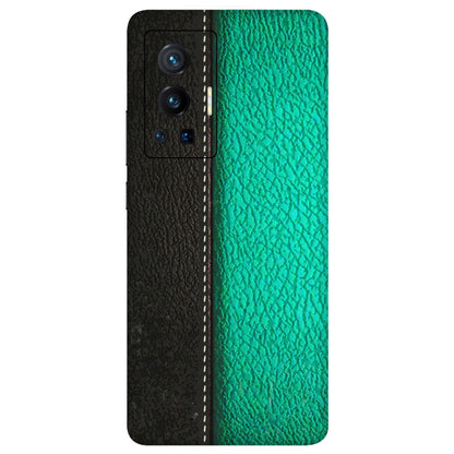 VIVO Z/V/X/T/U/S Series Phone Skins (All Models) - Black Green Dual Leather Stich - 3D Embossed Finish (L-233) Vivo X70 Pro (5G)