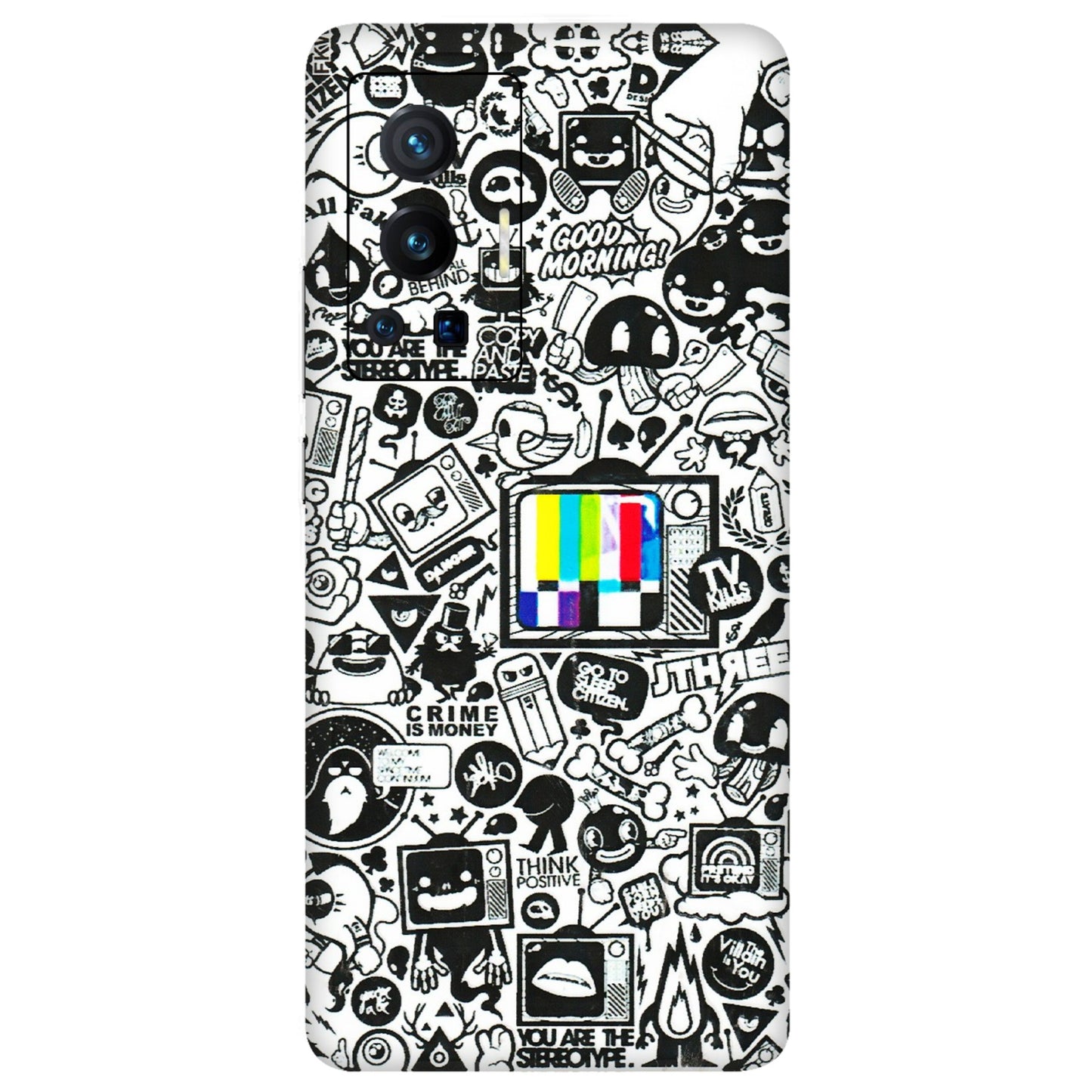 VIVO Z/V/X/T/U/S Series Phone Skins (All Models) - Doodles Positive Art - 3D Embossed Finish (L-263) Vivo X70 Pro (5G)