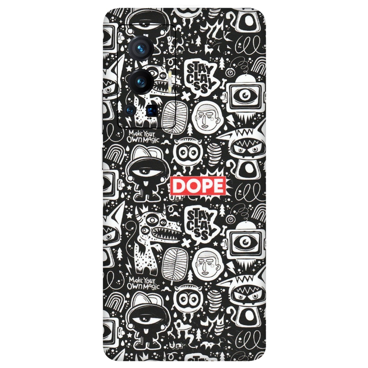 VIVO Z/V/X/T/U/S Series Phone Skins (All Models) - Dope Stay Classy Black Doodles - Matte Finish (M-126) Vivo X70 Pro (5G)