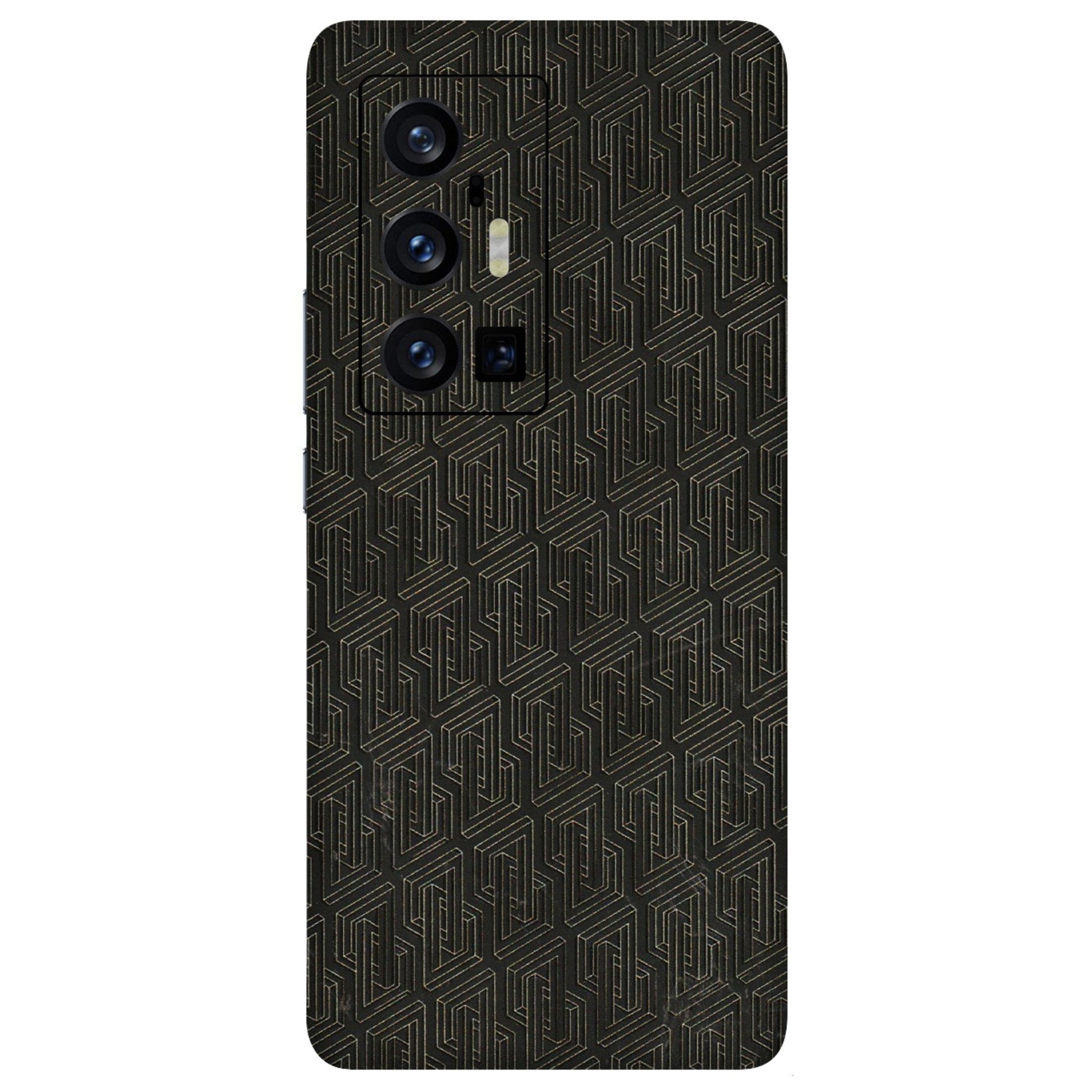 VIVO Z/V/X/T/U/S Series Phone Skins (All Models) - Black Abstract Pattern - 3D Embossed Finish (L-117) Vivo X70 Pro Plus (5G)