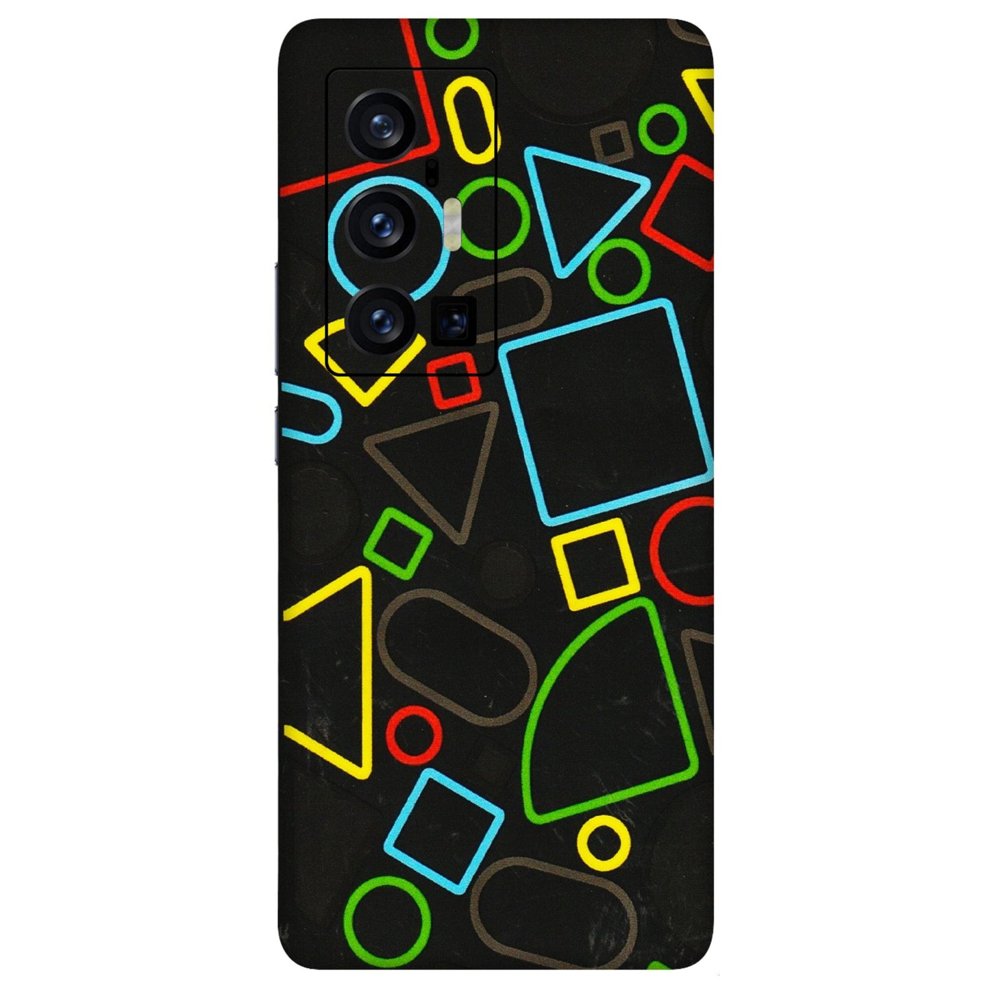 VIVO Z/V/X/T/U/S Series Phone Skins (All Models) - Black Shapes - 3D Embossed Finish (L-131) Vivo X70 Pro Plus (5G)