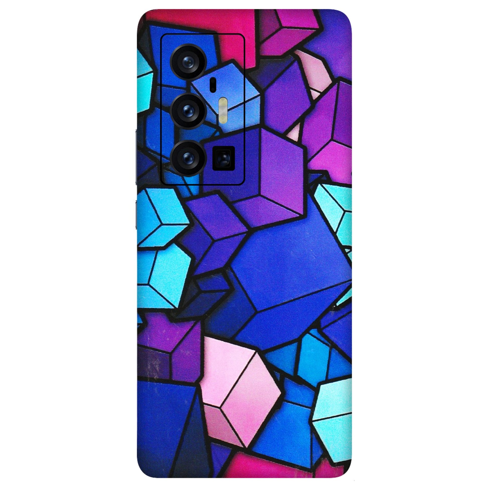 VIVO Z/V/X/T/U/S Series Phone Skins (All Models) - Cube Doodle - 3D Embossed Finish (L-141) Vivo X70 Pro Plus (5G)