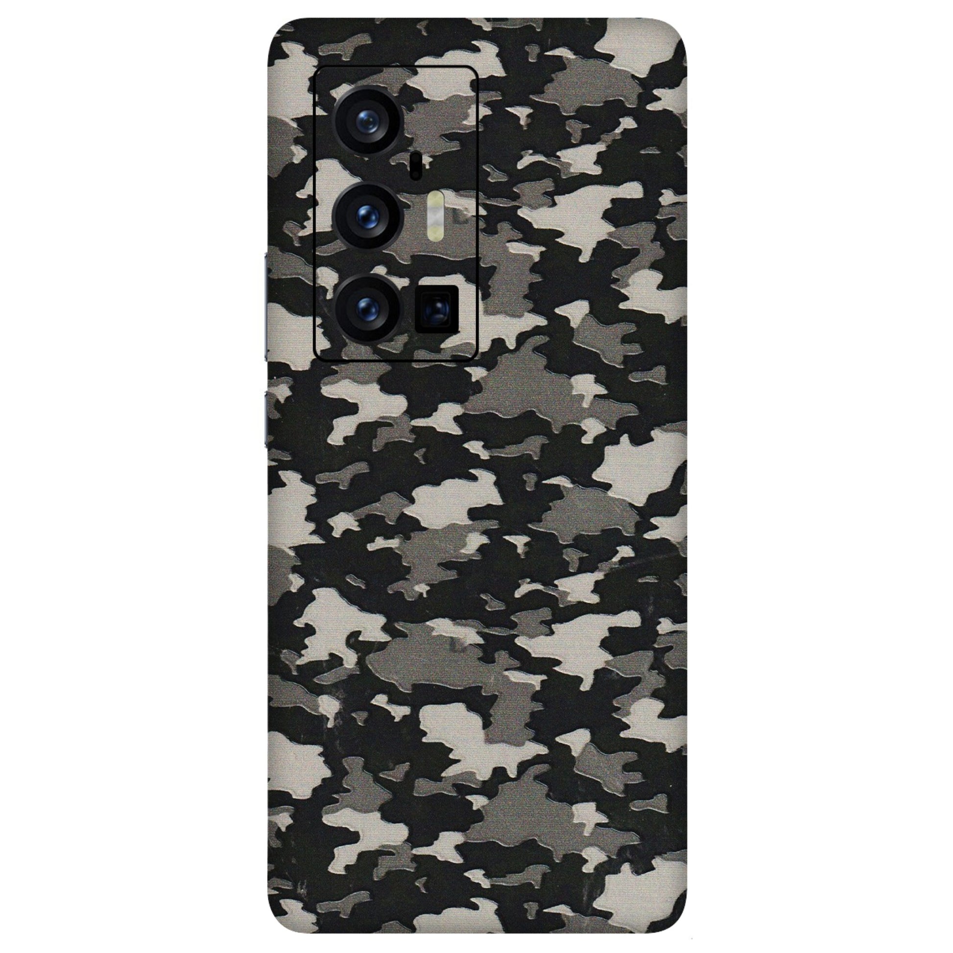 VIVO Z/V/X/T/U/S Series Phone Skins (All Models) - Black/Grey Camoflaunge - 3D Embossed Finish (L-142) Vivo X70 Pro Plus (5G)