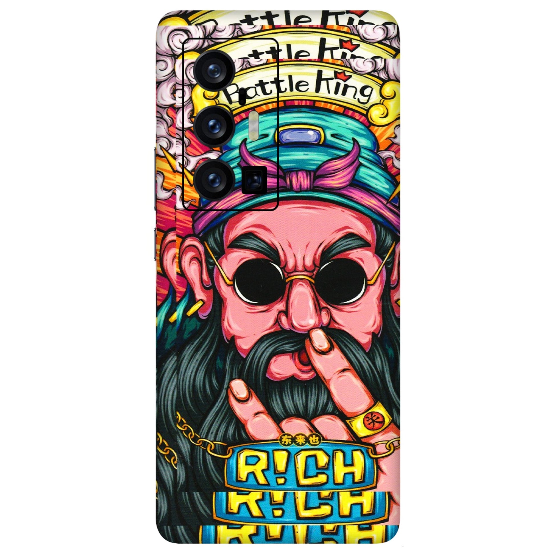 VIVO Z/V/X/T/U/S Series Phone Skins (All Models) - Battle King Dude Face - 3D Embossed Finish (L-178) Vivo X70 Pro Plus (5G)