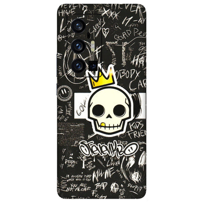 VIVO Z/V/X/T/U/S Series Phone Skins (All Models) - Funny Skull Black Chalk Grafitti - 3D Embossed Finish (L-22) Vivo X70 Pro Plus (5G)
