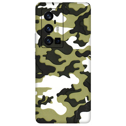 VIVO Z/V/X/T/U/S Series Phone Skins (All Models) - Camouflages White And Green - 3D Embossed Finish (L-243) Vivo X70 Pro Plus (5G)