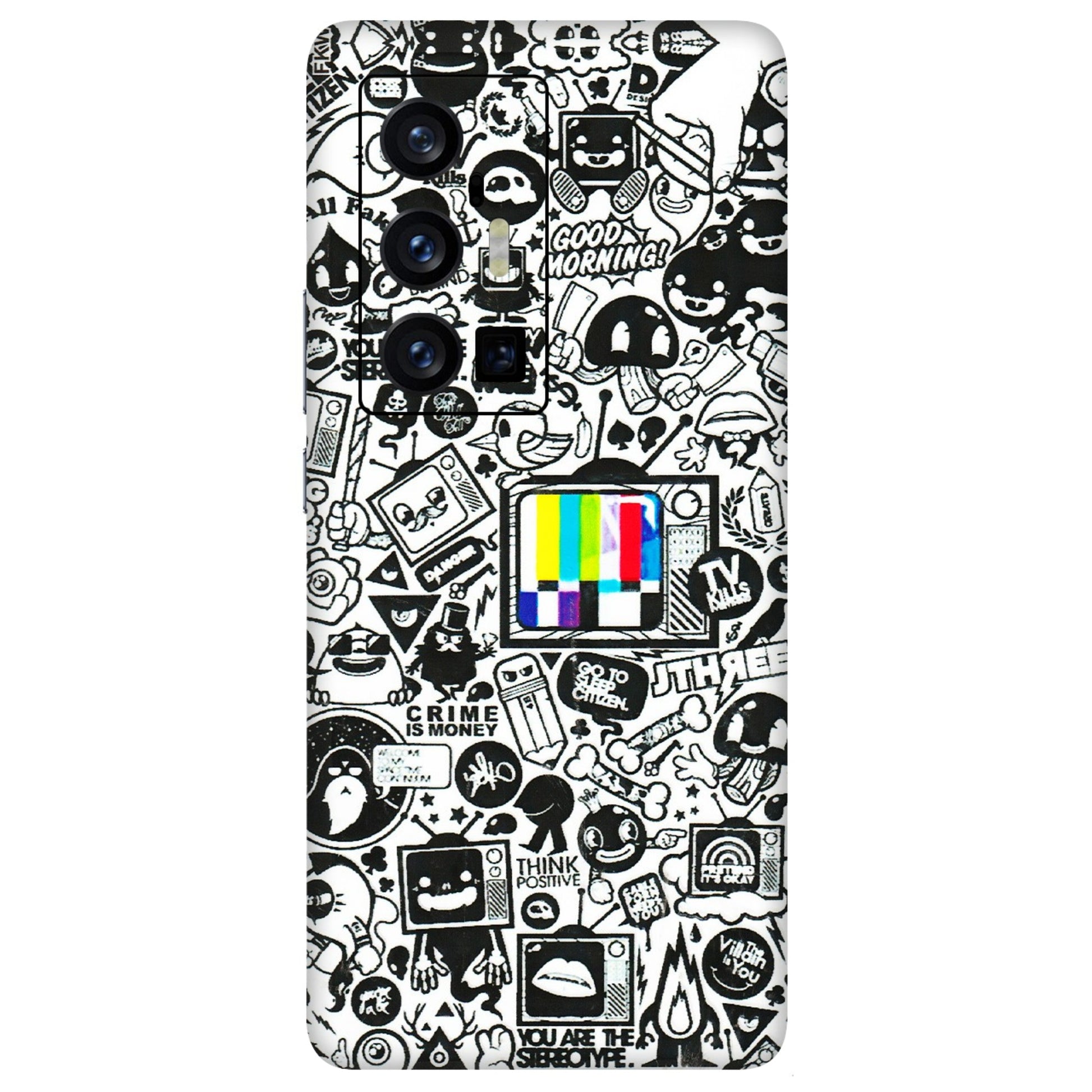 VIVO Z/V/X/T/U/S Series Phone Skins (All Models) - Doodles Positive Art - 3D Embossed Finish (L-263) Vivo X70 Pro Plus (5G)