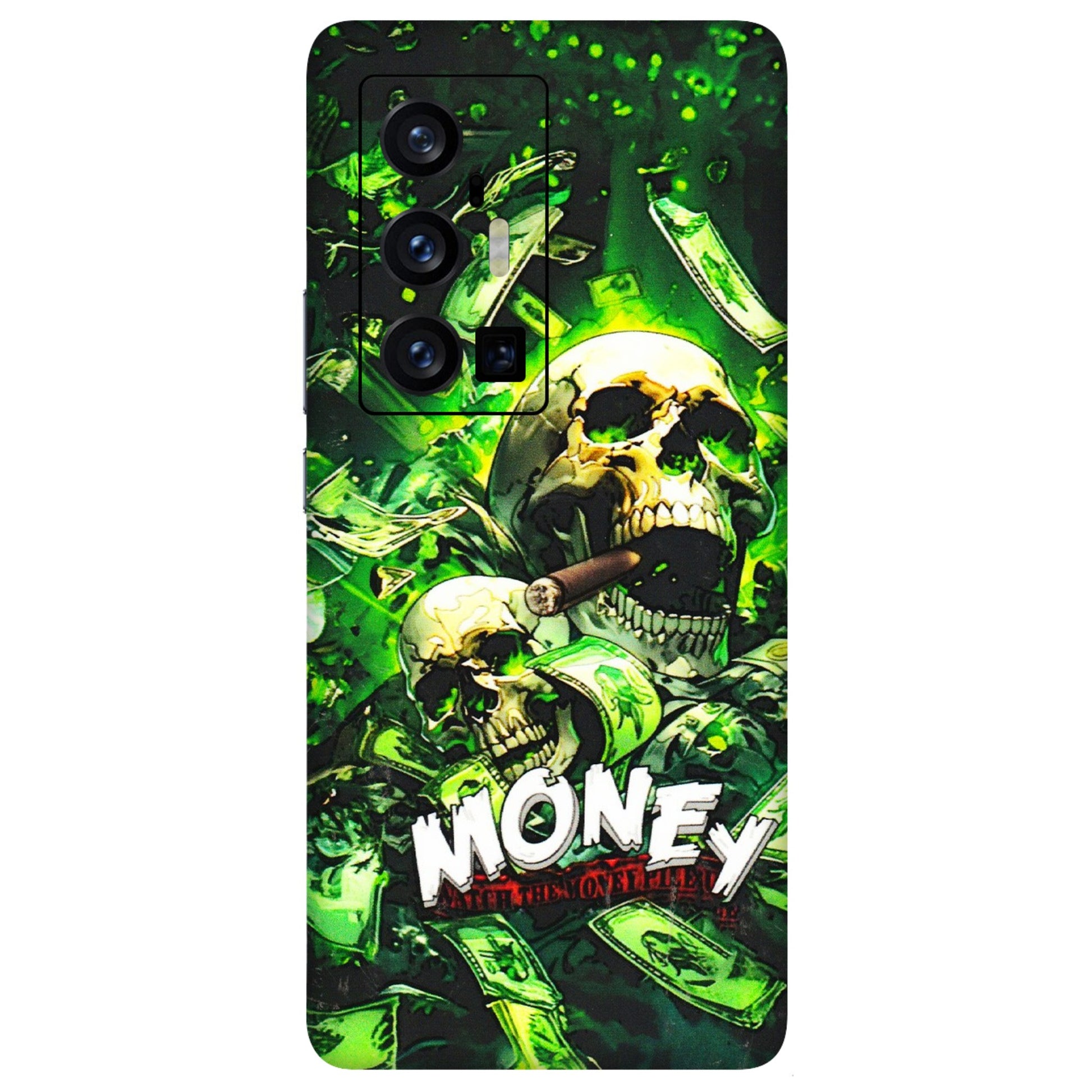 VIVO Z/V/X/T/U/S Series Phone Skins (All Models) - Skull Money - 3D Embossed Finish (L-303) Vivo X70 Pro Plus (5G)