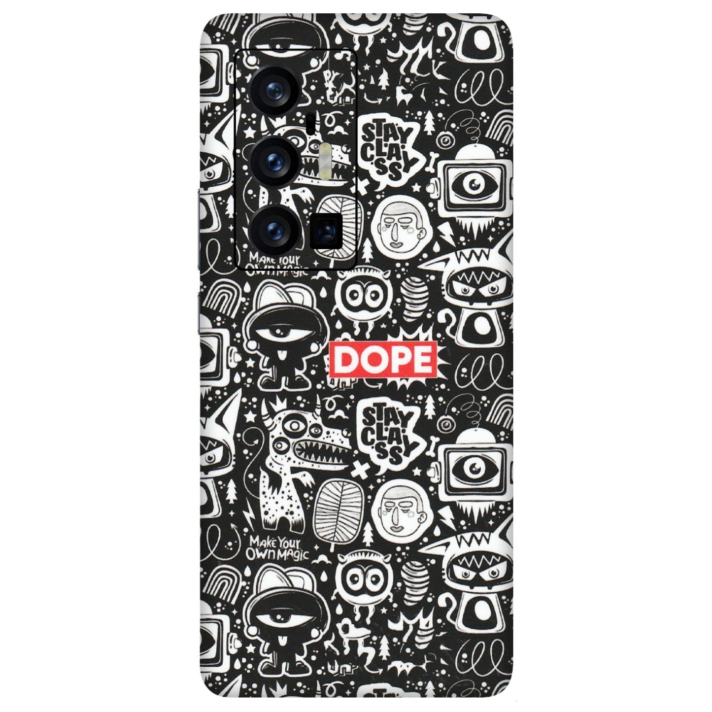 VIVO Z/V/X/T/U/S Series Phone Skins (All Models) - Dope Stay Classy Black Doodles - Matte Finish (M-126) Vivo X70 Pro Plus (5G)
