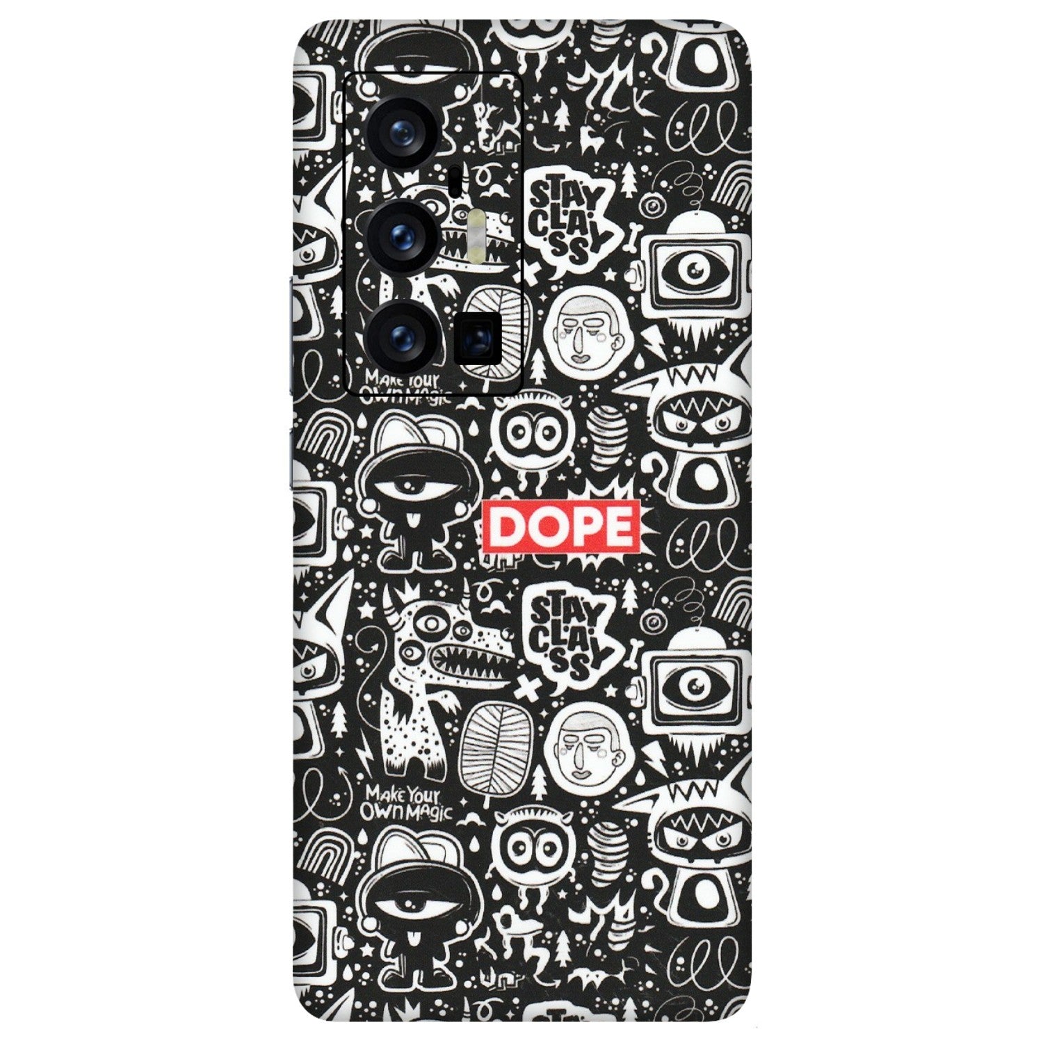 VIVO Z/V/X/T/U/S Series Phone Skins (All Models) - Dope Stay Classy Black Doodles - Matte Finish (M-126) Vivo X70 Pro Plus (5G)