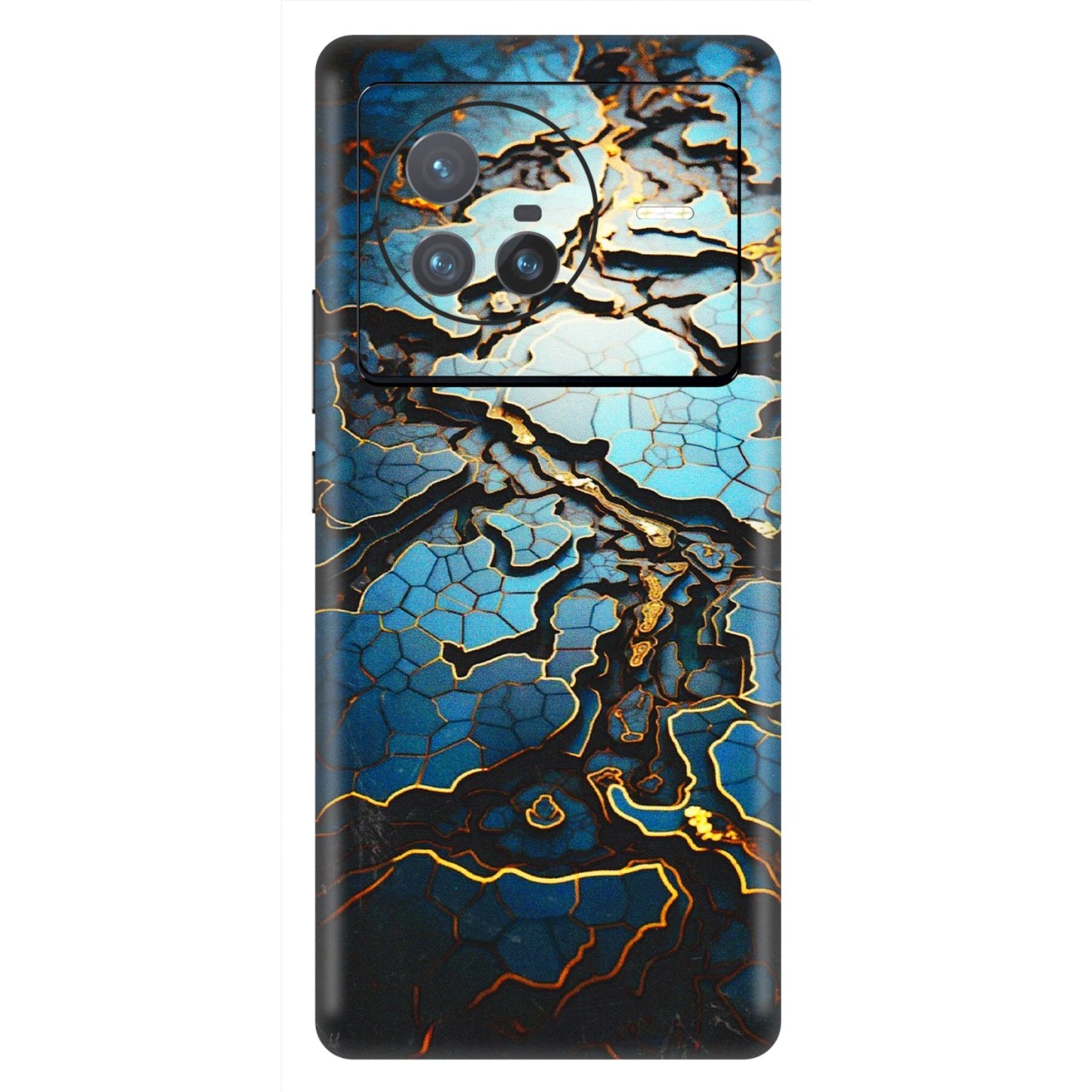 VIVO Z/V/X/T/U/S Series Phone Skins (All Models) - Blue Gold Abstract - 3D Embossed Finish (L-11) Vivo X80 (5G)