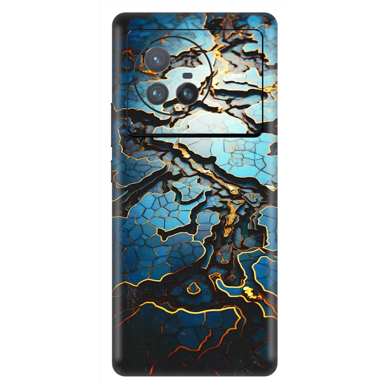 VIVO Z/V/X/T/U/S Series Phone Skins (All Models) - Blue Gold Abstract - 3D Embossed Finish (L-11) Vivo X80 (5G)