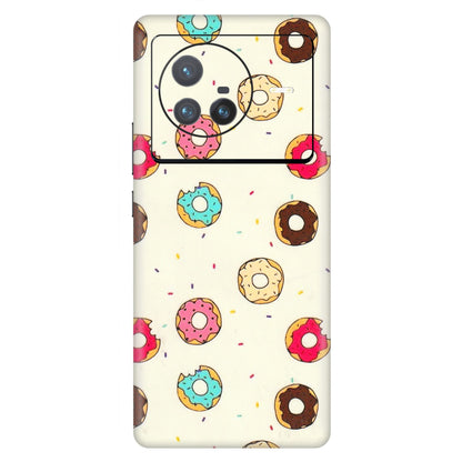 VIVO Z/V/X/T/U/S Series Phone Skins (All Models) - Mini Donuts Doodle Art - 3D Embossed Finish (L-122) Vivo X80 (5G)