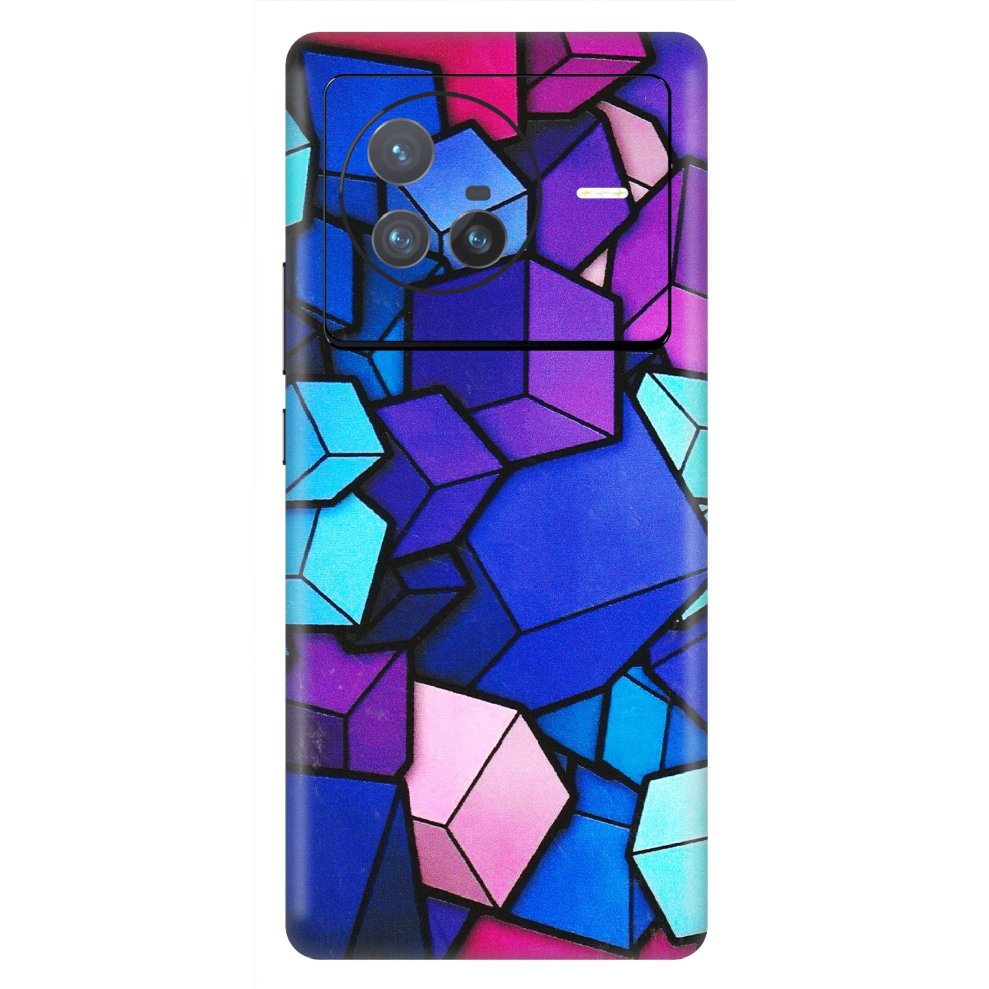 VIVO Z/V/X/T/U/S Series Phone Skins (All Models) - Cube Doodle - 3D Embossed Finish (L-141) Vivo X80 (5G)